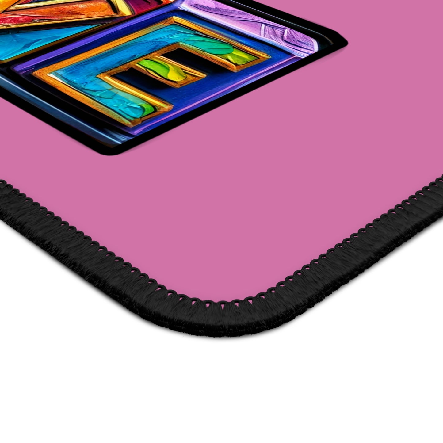 Gaming Mouse Pad — Colorful Heart ‘LOVE’ Design on Pink Background Printify