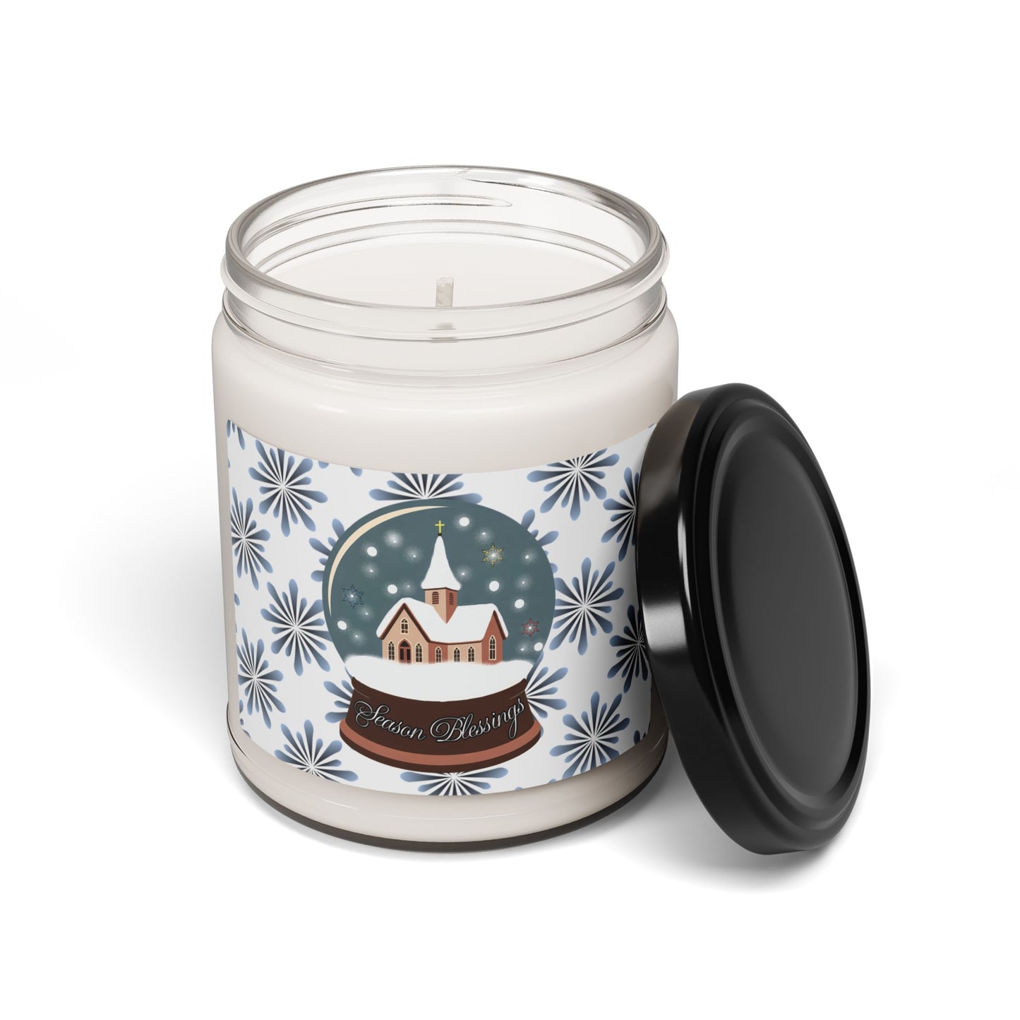 Winter Snowflake Soy Candle — 9oz Scented Jar (Holiday & Cozy Home Decor) Printify