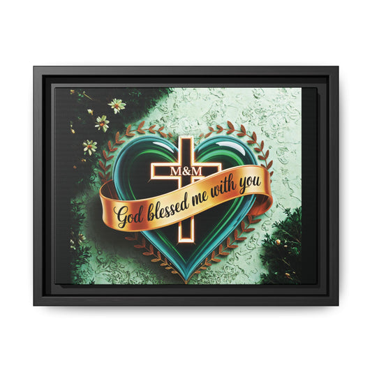 Framed Canvas Print, Inspirational Religious Art, Home Decor, Heart and Cross Design, Perfect Gift for Faith Celebrations Printify
