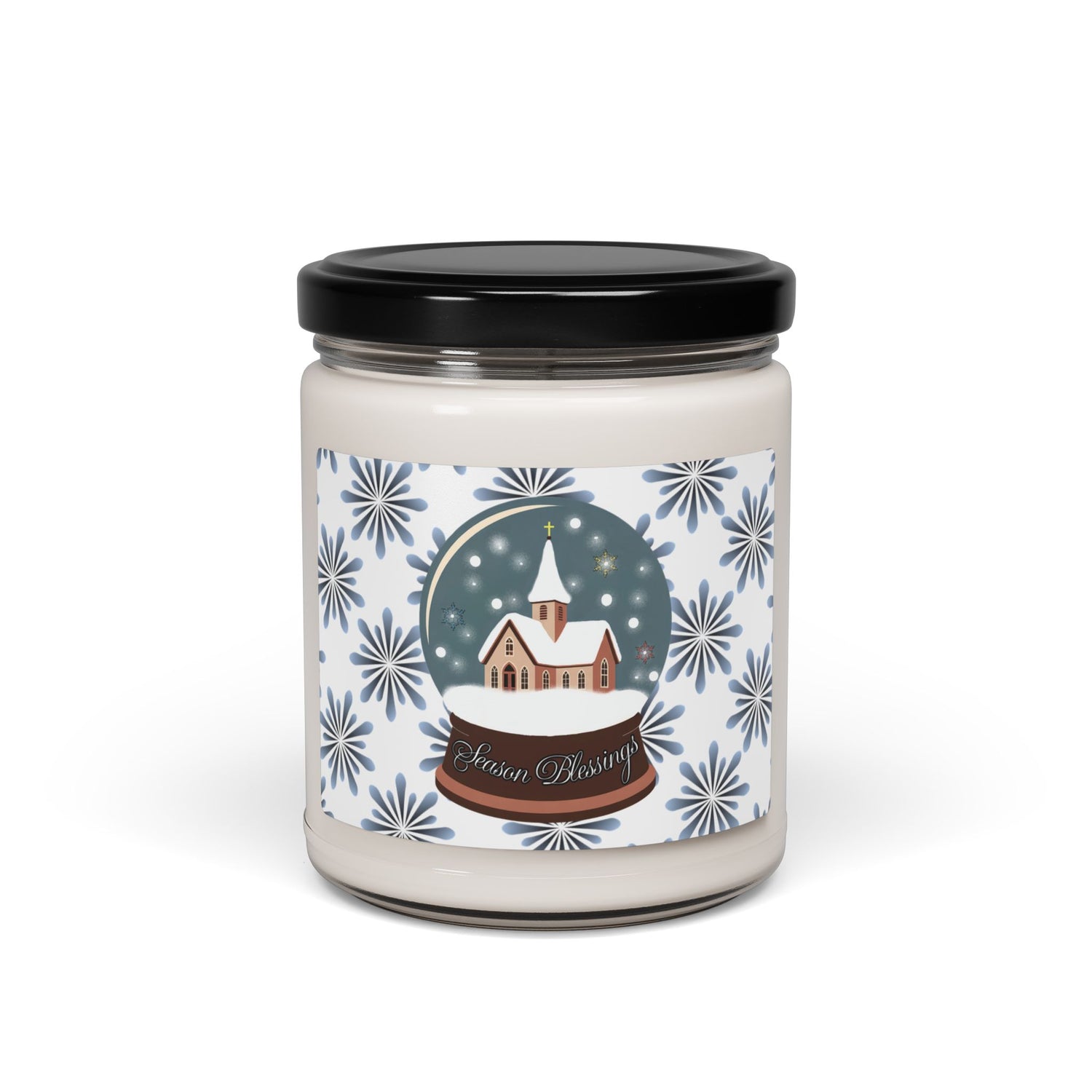 Winter Snowflake Soy Candle — 9oz Scented Jar (Holiday & Cozy Home Decor) Printify