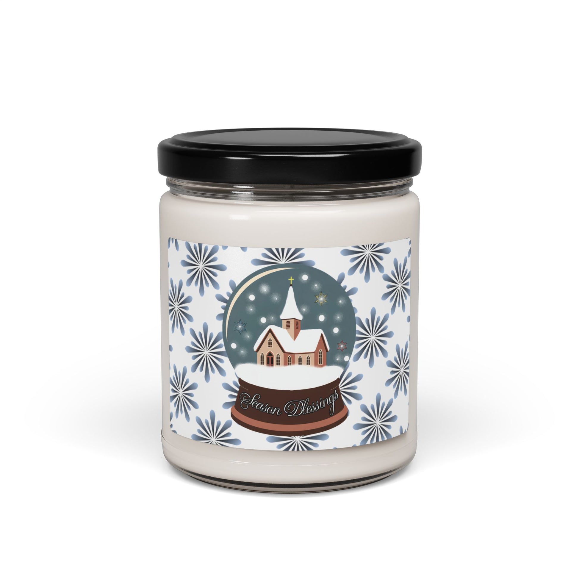 Winter Snowflake Soy Candle — 9oz Scented Jar (Holiday & Cozy Home Decor) Printify