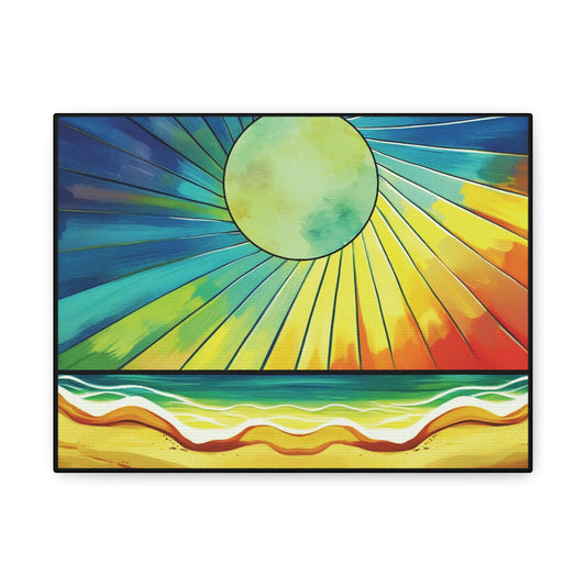 Vibrant Sunset Wall Art, Framed Canvas, Beach Decor, Ocean Vibe, Perfect for Home, Gift for Beach Lovers Printify