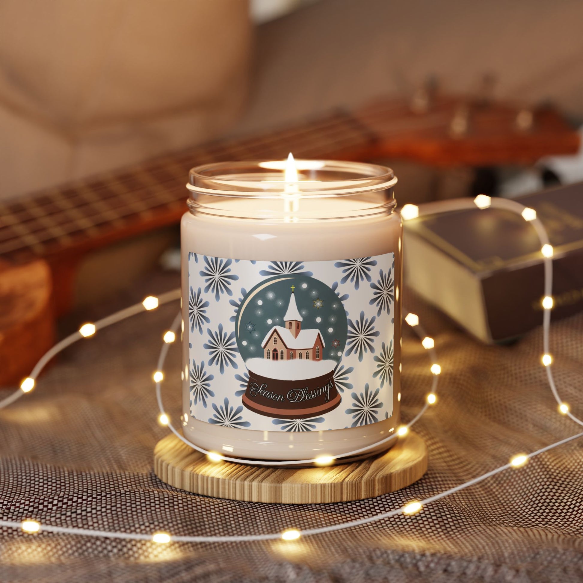 Winter Snowflake Soy Candle — 9oz Scented Jar (Holiday & Cozy Home Decor) Printify